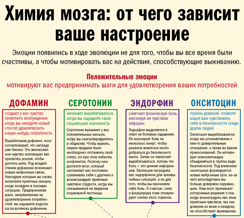 Гормоны счастья: дофамин, эндорфин, серотонин и окситоцин - psychbook.ru